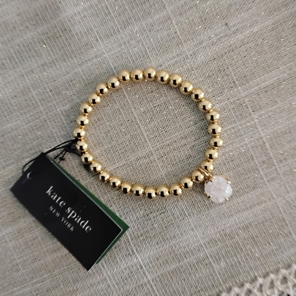 Kate Spade Gold Bead Bracelet with Crystal Charm - Picture 1 of 3